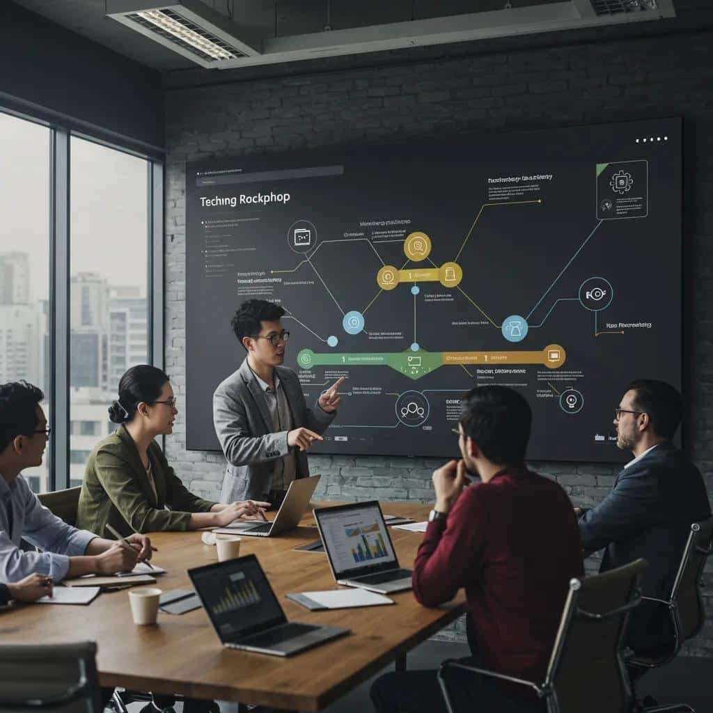 Team discussing a technology roadmap in a conference room